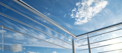 Stainless steel banister light, sky. with copy space image. Place for adding text or design
