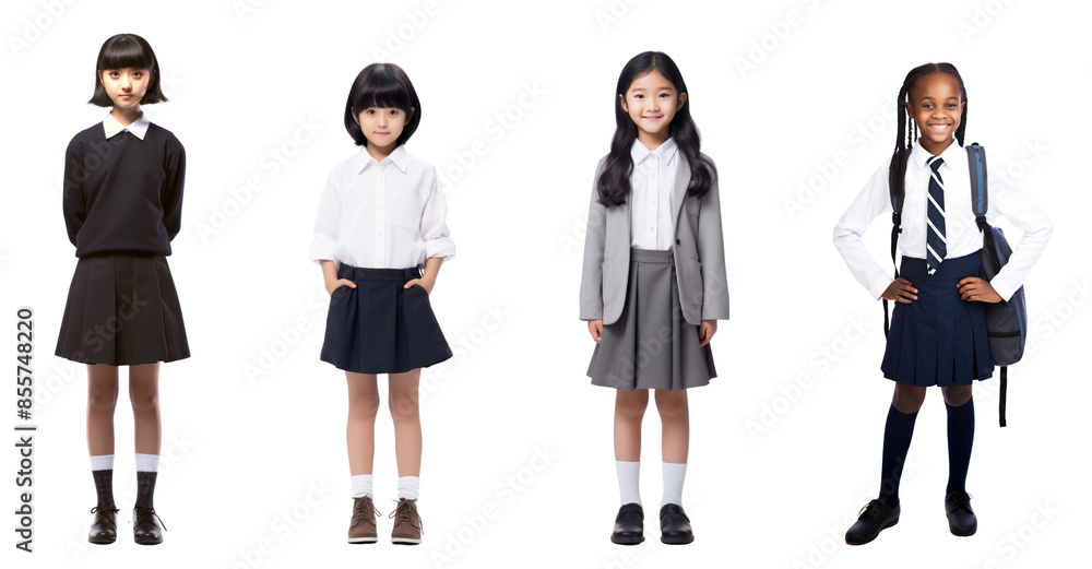 PNG child in school uniform cut out element set PNG child in school uniform cut out element set