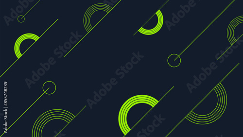 Modern Abstract Geometric Vector Background. Green and Black Pattern with Lines and Circles for Creative Projects and Decorative Graphics