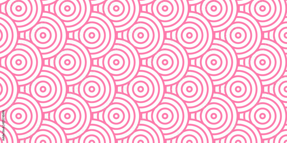 Overlapping Pattern Minimal diamond geometric waves spiral and abstract circle wave line. pink color seamless tile stripe geometric create retro square line backdrop pattern background.
Overlapping Pattern Minimal diamond geometric waves spiral and abstract circle wave line. pink color seamless tile stripe geometric create retro square line backdrop pattern background.
