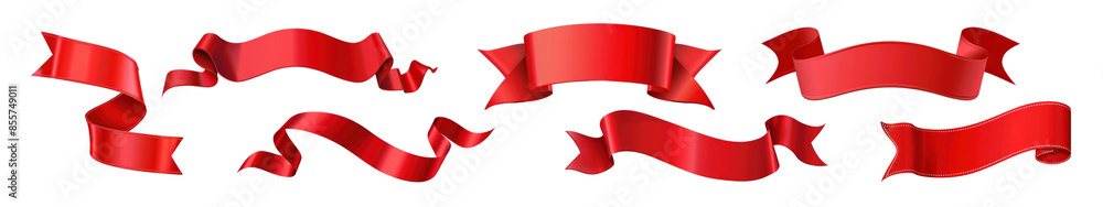Red ribbon banner design set Red ribbon banner design set