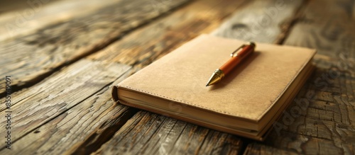 A notebook with a pen sitti...