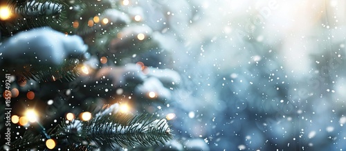 blurred christmas tree, sno...