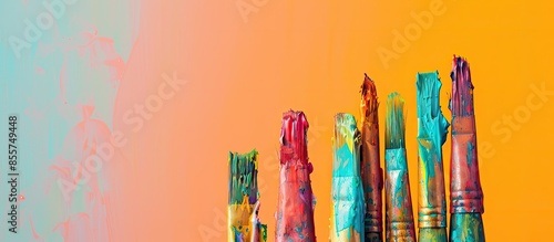 Many colorful paint brush o...