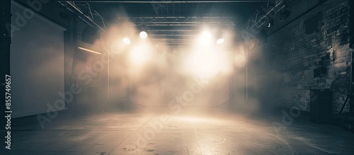 Photo studio with lightning equipment. Copy space image. Place for adding text or design © vxnaghiyev