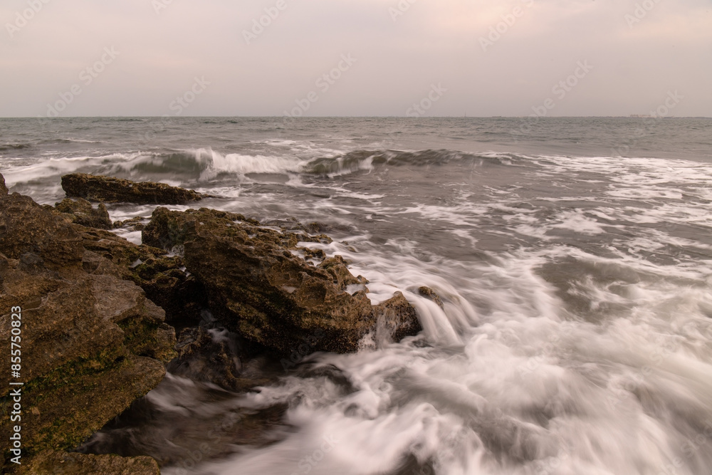 Beautiful rocky shore of the Caspian Sea. Beautiful rocky shore of the Caspian Sea.