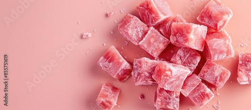 Top view of frozen pork mea...