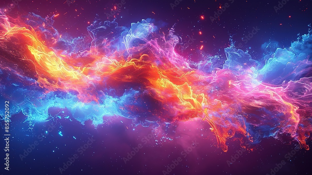 Obraz premium Abstract Lightning Bolt Vector Design with Colorful Splashes and Dynamic Lines