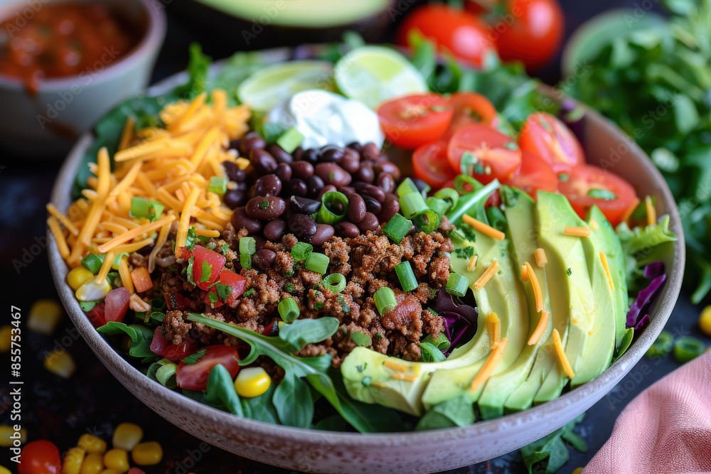 Fresh Taco Salad Bowl with Vibrant Vegetables Fresh Taco Salad Bowl with Vibrant Vegetables
