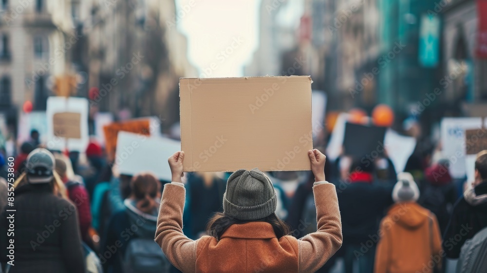 Blank backdrop amidst the protest, awaiting your impactful message Blank backdrop amidst the protest, awaiting your impactful message