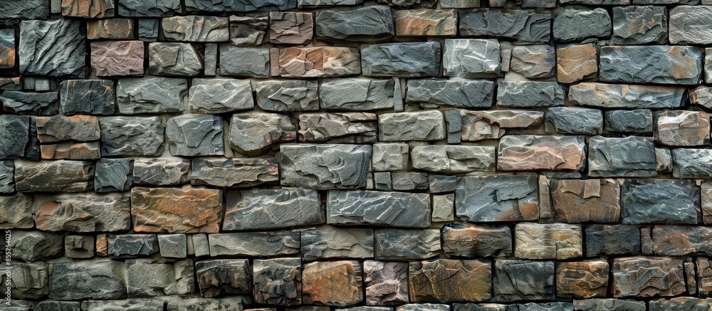 Obraz premium Stone brick wall textured background pattern. with copy space image. Place for adding text or design