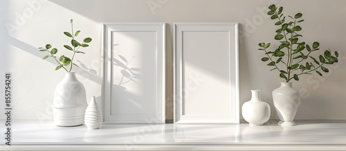 White wood photo frame mock...