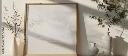 White wood photo frame mock...