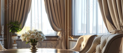 dining table with curtains ...