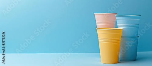 Disposable plastic cups on ...