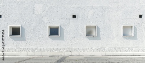 White wall of building with...