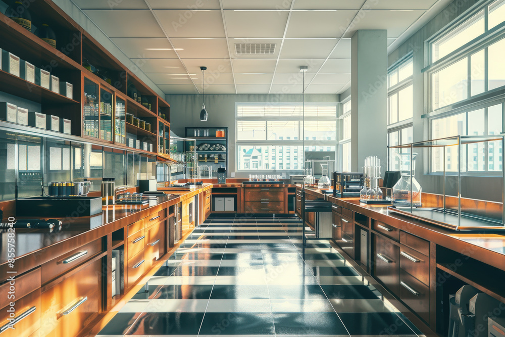 Modern Science Laboratory in Morning Sunlight Modern Science Laboratory in Morning Sunlight