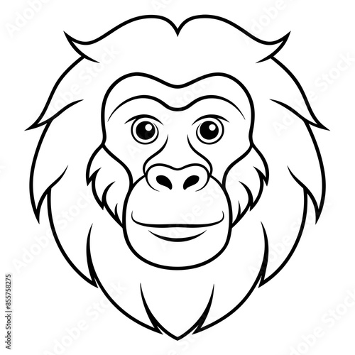 Orangutan head vector line art and linocut illustration
 photo