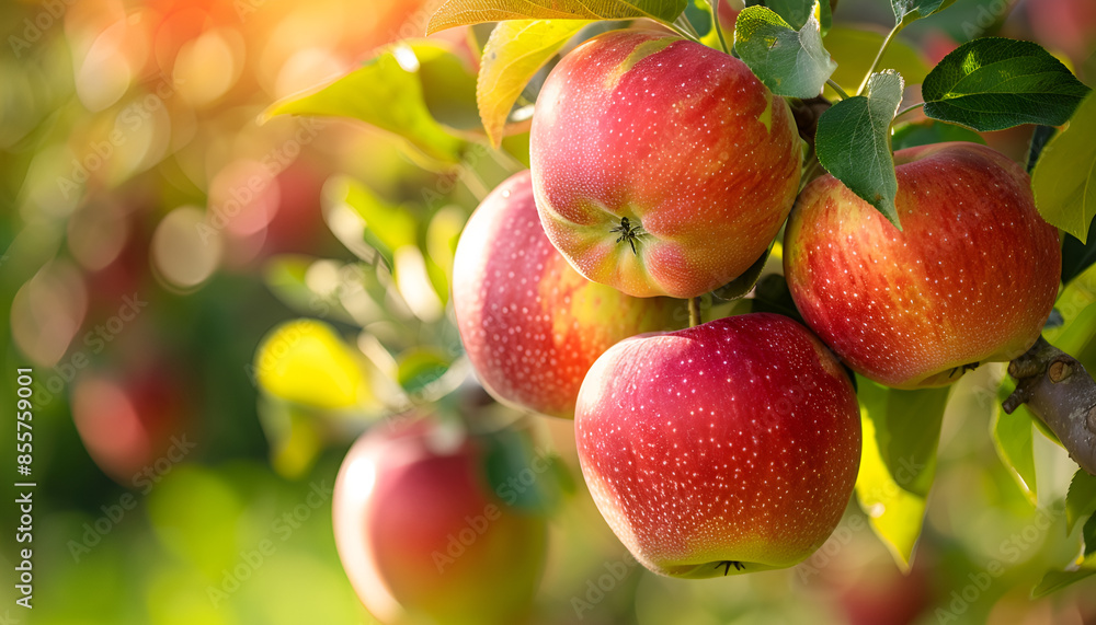 Red apples on tree ready to be harvested. Ripe red apple fruits in apple orchard Red apples on tree ready to be harvested. Ripe red apple fruits in apple orchard