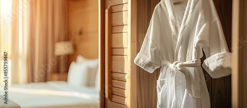 Closeup Fresh white bathrob...