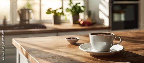 Hot cup of black coffee in ...