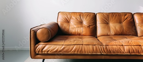 Stylish brown leather sofa ...