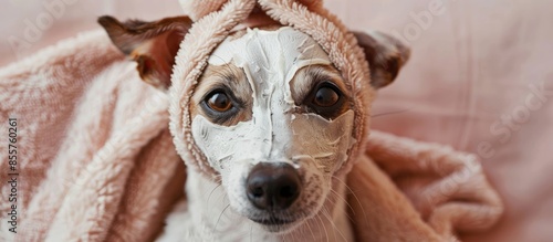 dog with a beauty mask. Cop...