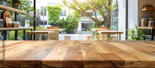 Empty of wood table top on ...