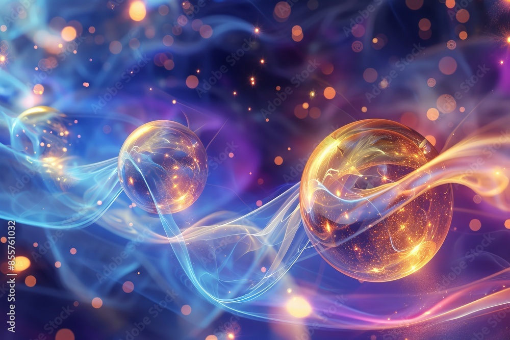 Cosmic Dance of Ethereal Spheres: A Vivid Display of Light and Energy Cosmic Dance of Ethereal Spheres: A Vivid Display of Light and Energy