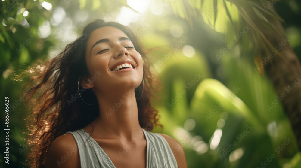 young beautiful woman enjoying the sun in the nature young beautiful woman enjoying the sun in the nature