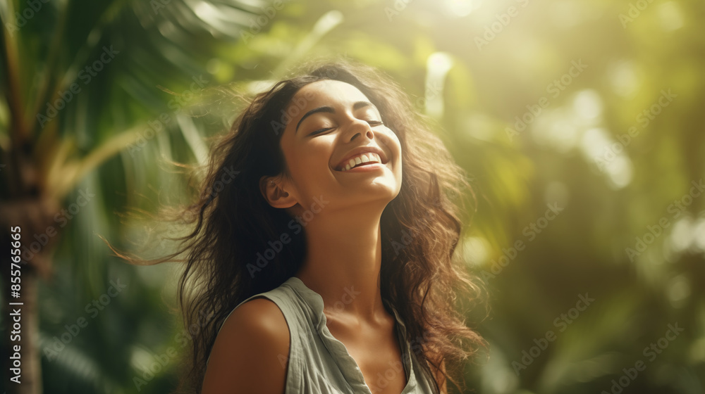 young beautiful woman enjoying the sun in the nature young beautiful woman enjoying the sun in the nature