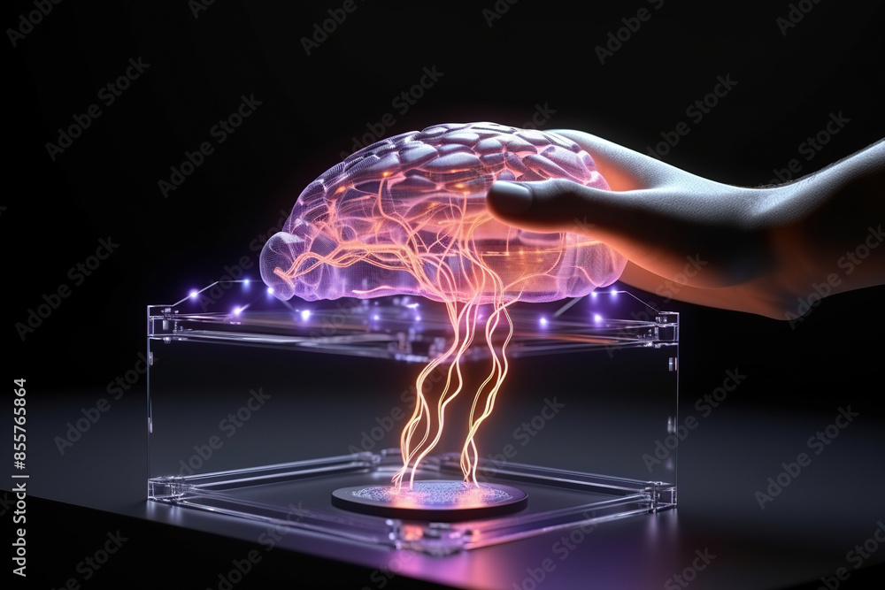 Obraz premium Generative ai on theme of beautiful surface robot hand for design natural abstract background