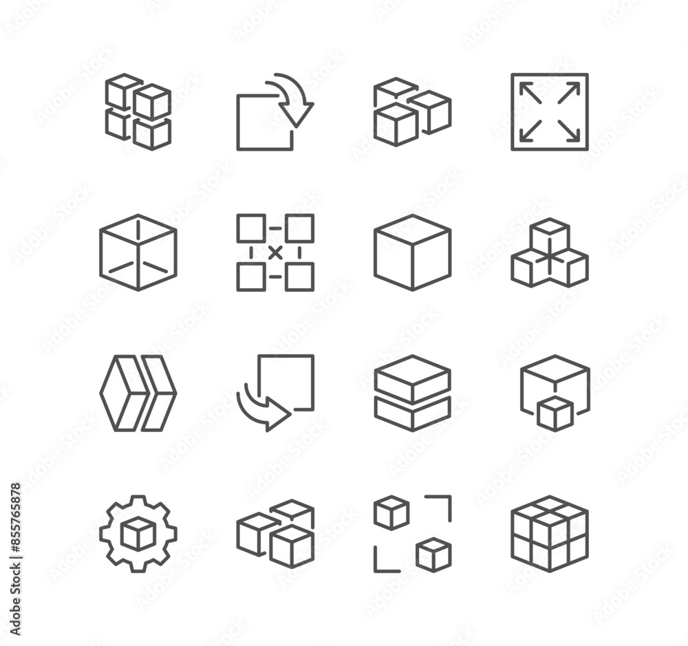 Set of cubes related icons, 360 degrees, virtual reality, full rotation, 3d modeling and linear variety vectors.
Set of cubes related icons, 360 degrees, virtual reality, full rotation, 3d modeling and linear variety vectors.