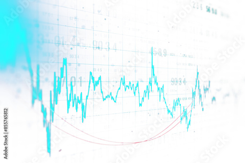 An abstract financial chart overlay with rising and falling lines on a blurred white background, illustrating a financial concept