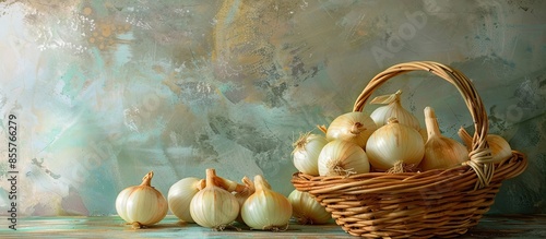 Still life of onions with w...