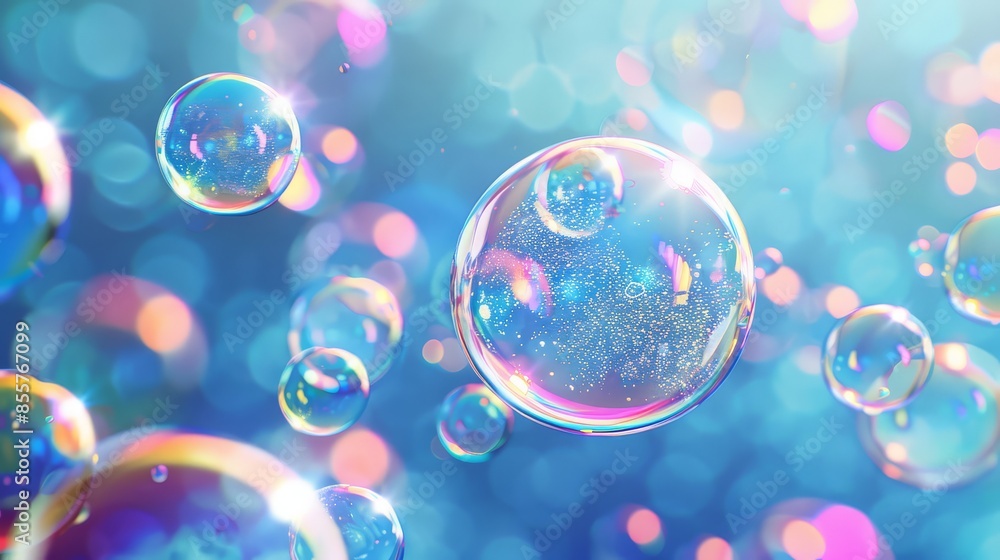 Artistic depiction of tranquil blue with floating spheres Artistic depiction of tranquil blue with floating spheres