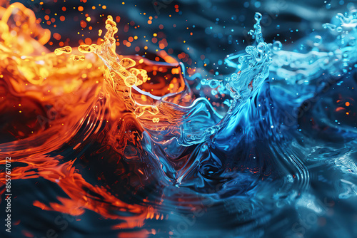 Generative ai on theme of beautiful texture water and fire for design natural abstract background