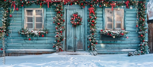 The facade of a wooden hous...