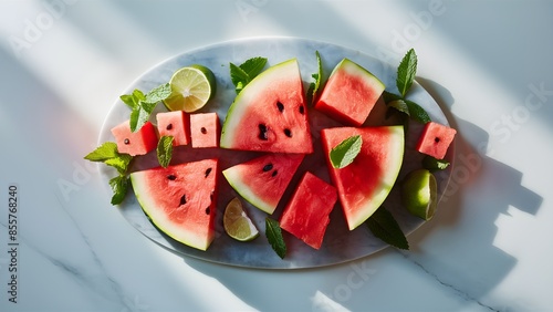 pices of watermelon, Vibrant watermelon feast celebrating national watermelon Festival day. photo