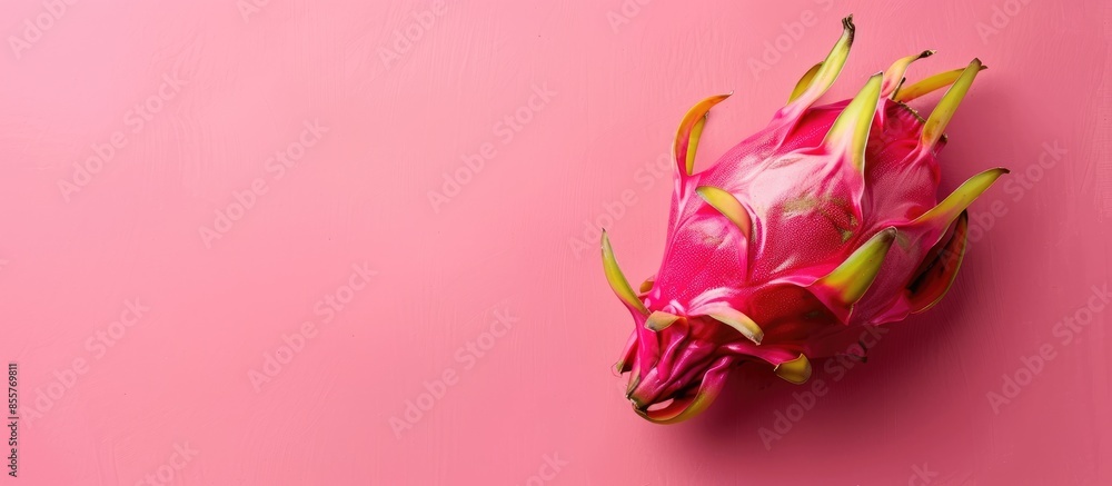 Fototapeta premium Red dragon fruit on pastel background Isolated Nature. with copy space image. Place for adding text or design