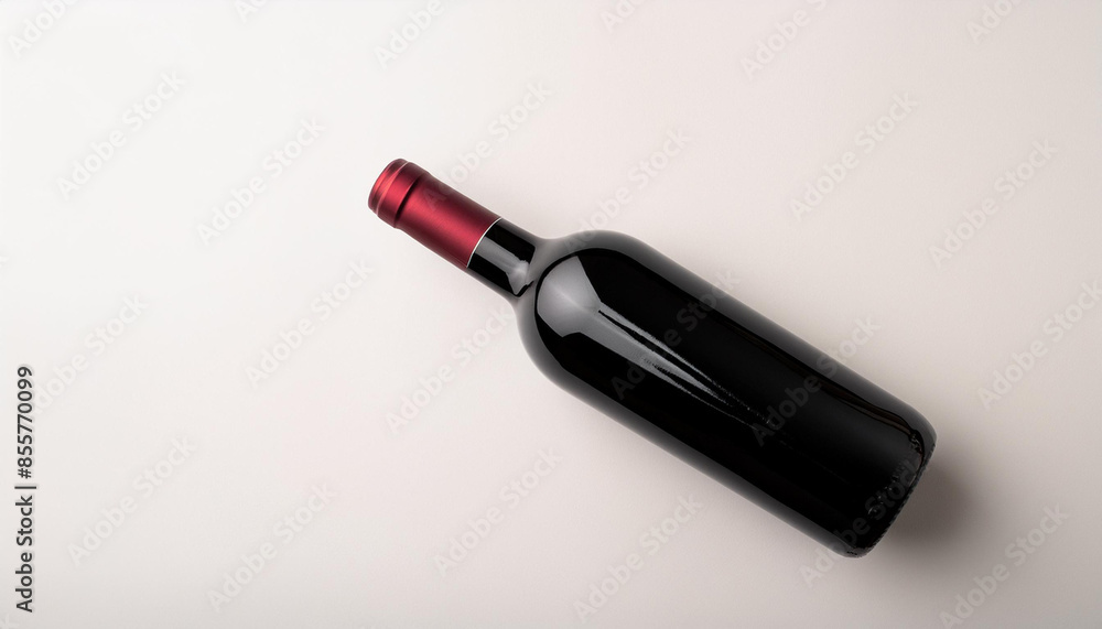 Red wine bottle displayed alone on a white backdrop Red wine bottle displayed alone on a white backdrop