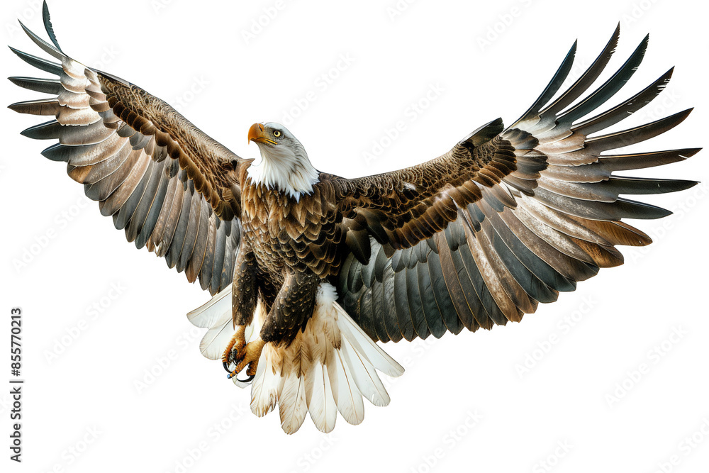 Bald Eagle in Flight with Wings Spread isolated on transparent ...