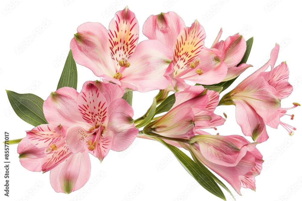 Pink Alstroemeria Flowers with Green Leaves isolated on transparent background png Pink Alstroemeria Flowers with Green Leaves isolated on transparent background png