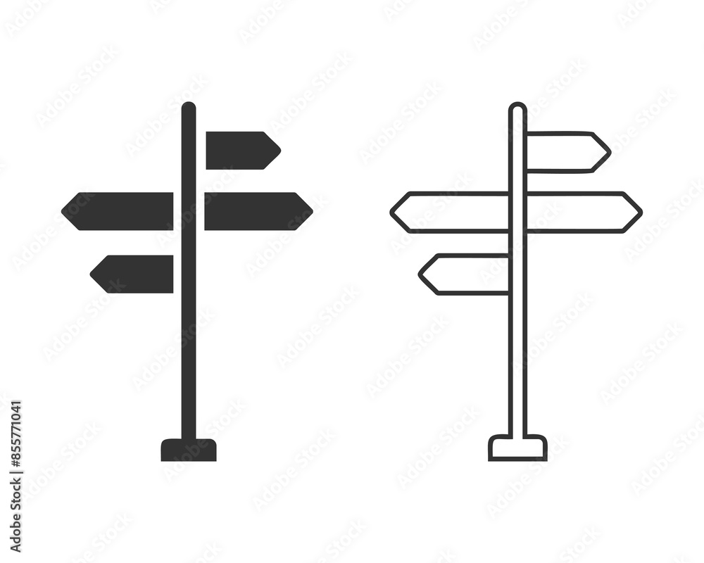 Signpost, pointer line icon, road sign, directional guidepost icon. Stock Vector illustration isolated Signpost, pointer line icon, road sign, directional guidepost icon. Stock Vector illustration isolated