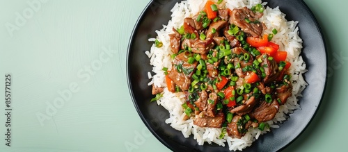 Steamed rice topped with fr...