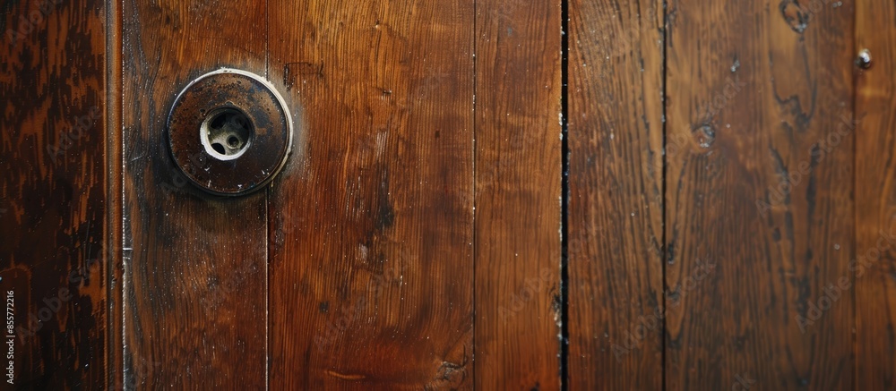 Obraz premium Peephole in the front door. with copy space image. Place for adding text or design