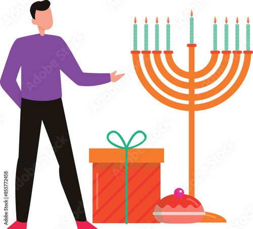 The boy is telling about hosh rashanah festival.