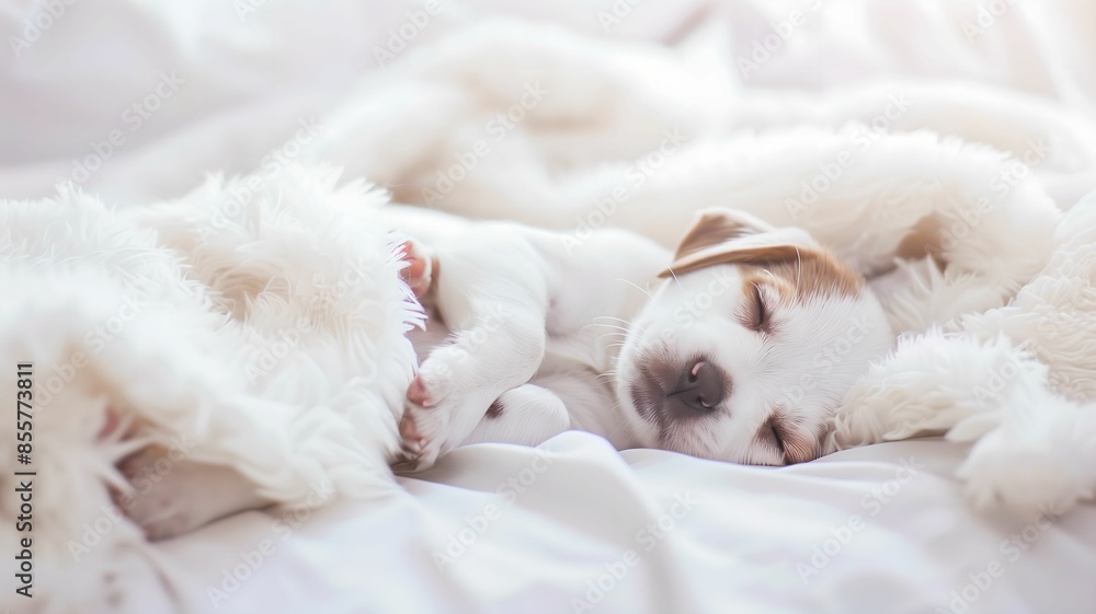 cute sleeping puppy, lifestyle image, light colors cute sleeping puppy, lifestyle image, light colors