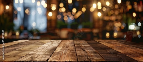 Wood table space on blur re...