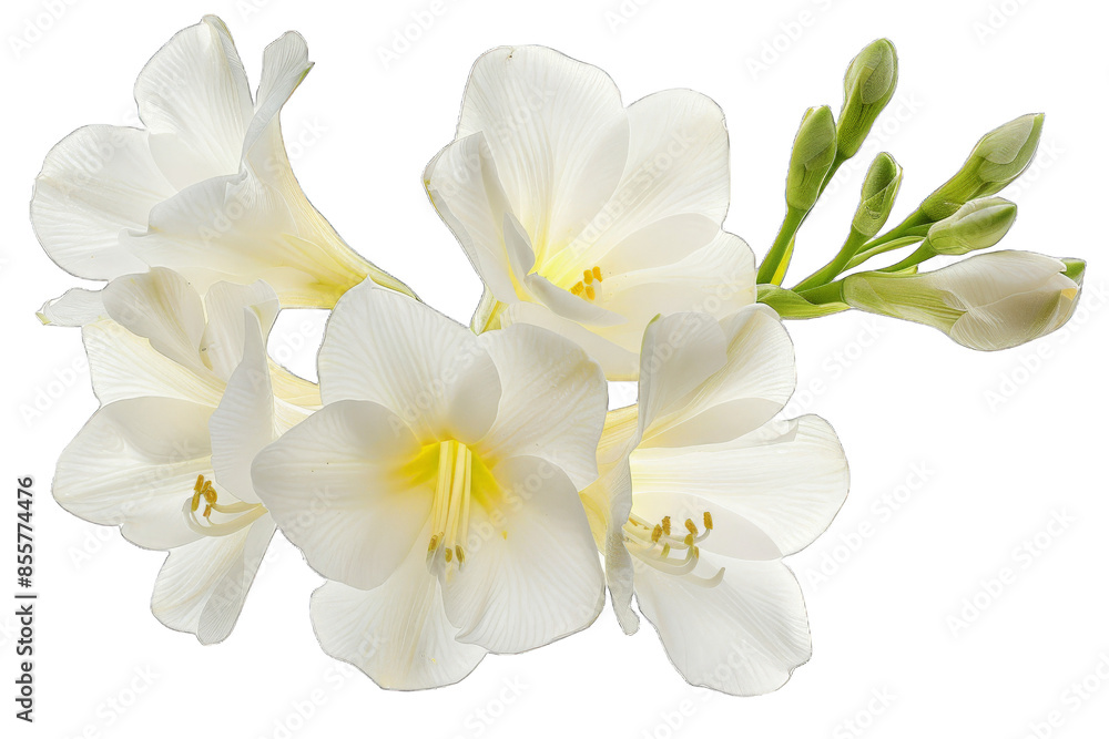 Naklejka premium Delicate White Freesia Flowers isolated on transparent background png